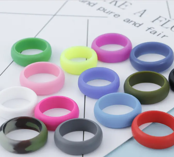 Мужское Силиконовое обручальное кольцо с индивидуальным логотипом, 7 упаковок, дышащие силиконовые резиновые обручальные кольца, прочные силиконовые кольца