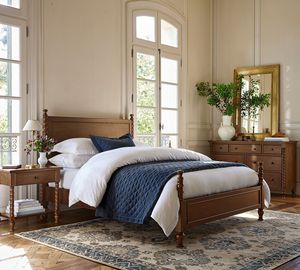 Lit en bois tressé rétro, style moderne du milieu du siècle, chambre principale, lit double de 1,8 mètre - Product Image 1