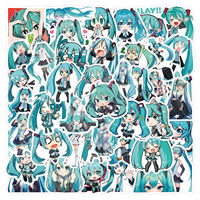 60 autocollants vinyle amovibles imperméables Anime Mikui pour téléphone, ordinateur portable, bagages, bouteille d'eau, décoration de journal