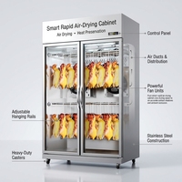 Armoire de séchage professionnelle en acier inoxydable, à refroidissement par air, à contrôle numérique, sans givre, pour peau de canard croustillante, 2 portes, 6 étagères, pour canard rôti