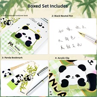 Lot de papeterie en gros BIG ROLE J1222 Panda Bamboo : Carnet à couverture rigide, stylo gel, marque-page, pince, boîte portable – Cadeau pour enfants