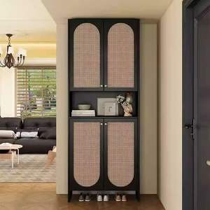 Retro Nanyang Style Rattan Partition Cabinet For Entryway <b>Shoe</b> <b>Storage</b> <b>Space</b> <b>Saving</b> Design Adult Use - Product Image 2