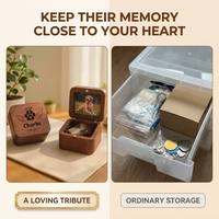 Boîte commémorative pour animaux de compagnie gravée sur mesure Landy, urne en bois pour cheveux et cendres de chien ou chat avec cadre photo, petite boîte cadeau en bois