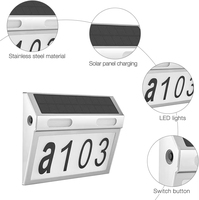Plaque de numéro de maison solaire personnalisée avec éclairage LED, étanche, pour extérieur, lampe murale pour jardin, cour, décoration paysagère