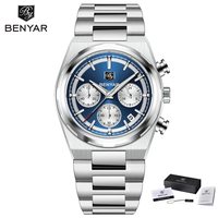 Montre-bracelet à quartz Benyar BY-5204, nouvelle mode, bracelet en acier inoxydable, étanche, montre-bracelet de luxe pour homme, Reloj avec coffret
