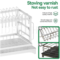 Vente chaude Étagère de cuisine métallique multifonctionnelle à double niveau, rangement transfrontalier pour vaisselle, égouttoir de comptoir d'évier