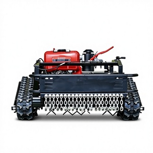 Mini-robot chenillé télécommandé diesel 4 temps tout-en-un pour la tonte de l'herbe, le déneigement et le débroussaillage de la herbe de rivière, inclinable à 45° - Product Image 1
