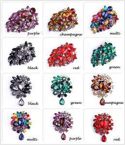 Noiva do casamento do vintage Big Blue Crystal Drop Colorido Rhinestone encantador Teardrop <span class=keywords><strong>Brooch</strong></span> buquê flor para a mulher - Product Image 3