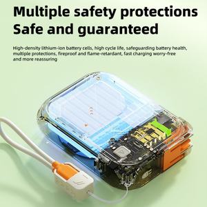Mini batterie externe sans fil de voyage 10000mah 20000mah grande capacité 22.5W charge rapide avec câbles - Product Image 4