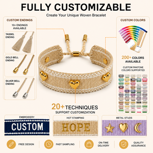 Braccialetti Personalizzati Fatti a Mano con Nappe Ricamate in Tessuto, Regolabili, con Borchie e Logo Ricamato Personalizzato - Product Image 2