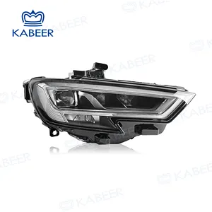 Lampu depan LED untuk Audi A3 S3 2017-2020 Upgrade OEM DRL lampu utama proyektor pasangan pasang dan Mainkan lengkap