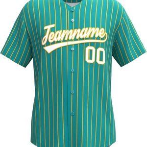 Maillot de baseball personnalisé à rayures fines, chemises boutonnées personnalisées imprimées, uniforme de sport pour hommes, femmes et jeunes, noir et rouge - Product Image 1