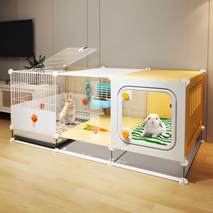 Jaula extragrande de plástico sólido con diseño anti-salpicaduras de orina para cobayas holandesas, conejos enanos y otros animales pequeños - Product Image 1