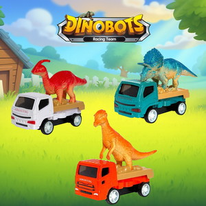Jingying - Juego de 6 Coches de Juguete de Dinosaurios con Retroceso, Vehículos de Dibujos Animados, Juguete Educativo para Niños, Actividad al Aire Libre, Juego Interactivo, Regalo - Product Image 2