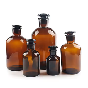Fabricante 250ml 500ml Botellas de reactivo de vidrio ámbar con tapa de corcho para uso de <span class=keywords><strong>Farmacia</strong></span> y boticario de laboratorio - Product Image 1