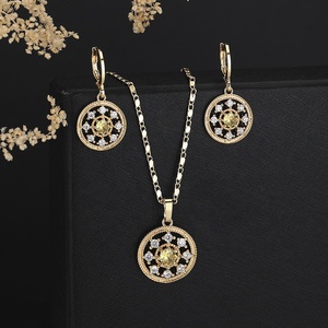 Bisuterie Joyeria Bisuterias Oro Venta al por mayor 18K Chapado en oro Latón Circón Pendientes Y Collares Conjuntos Mujer Conjunto De Joyería De Moda - Product Image 5