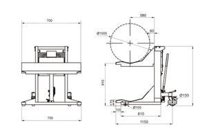 Elevador de rodillos hidráulico <span class=keywords><strong>manual</strong></span> portátil de <span class=keywords><strong>1000kg</strong></span> para mesas elevadoras - Product Image 5