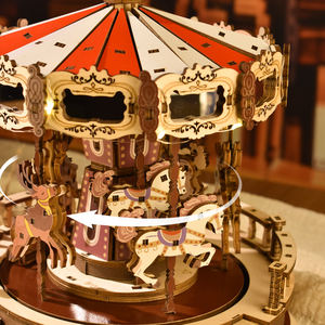 TOMOQ 2026 Nouveau carrousel <span class=keywords><strong>Puzzle</strong></span> en bois <span class=keywords><strong>3D</strong></span> Jouets Ornement romantique - Product Image 4