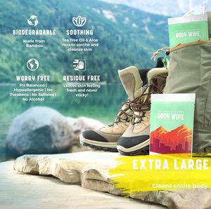 Lingettes de douche biodégradables, 100 pièces, pour femmes et hommes, nettoyantes pour le <span class=keywords><strong>visage</strong></span> et le corps - Product Image 4