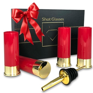 40ML Plastic Mini Liquor Shooter Glass Cup for Strong Vodka Plated Colors Custom Logo Gauge Shot Gun Shell Style Shot Glasses - Product Image 1