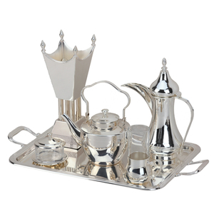 ชุดกาแฟและชาเคลือบเงินพร้อมถาดสำหรับโต๊ะอาหารแบบราชวงศ์ - Product Image 1