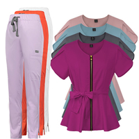 Pantalones de Trabajo Modernos para Enfermería, Manga Corta, Conjuntos de Uniformes Médicos Unisex de Alta Calidad, Tela Twill, Material Spandex/Poliéster/Rayón, Uso Hospitalario