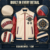 Veste universitaire en cuir véritable trois tons personnalisée avec patch brodé appliqué, veste de baseball en cuir de vachette ciré à blocs de couleur pour homme