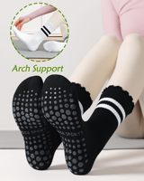 Chaussettes de Pilates antidérapantes en coton premium avec logo personnalisé, volants et grip, pour yoga, Pilates, hôpital et sport, vente en gros