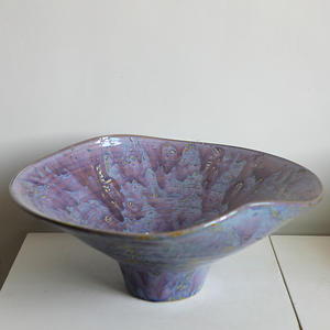 Poterie noire minimaliste Pots de fleurs à <span class=keywords><strong>pied</strong></span> Style Wabi Sabi Pots de fleurs en céramique Pots de plantes à ouverture large et ondulée uniques - Product Image 4