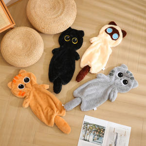 Dessin animé chat couette poupée noire coquille en cuir semi-fini Long oreiller coquille en cuir lavé jouet en peluche semi-fini - Product Image 1