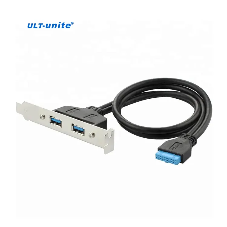 ULT-unite Factory Wholesale Panel Mount USB 3.0 Dual Type A Female To Motherboard 20 Pin Y Splitter Cable