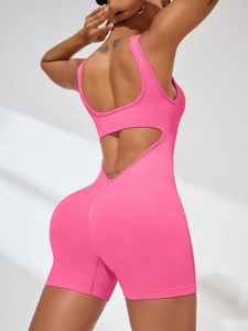 Combinaison de sport courte pour femme, sans manches, sexy, dos nu, vêtements de yoga, tenue de cyclisme, combinaison une pièce, vêtements de loisirs de plein air - Product Image 1