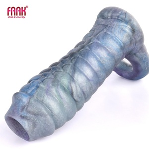 Manchon pénien en silicone souple et extensible, côtelé et ajouré, motif dragon fantaisie, pour l'agrandissement du pénis, jouet sexuel pour femme - Product Image 1