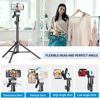 Tripod Ponsel 70 "Yang Dapat Diperpanjang, Tripod Tongkat Swafoto Perjalanan Rana Jarak Jauh dengan Adaptor Telepon Video Fotografi Vlogging
