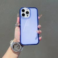 Coque de téléphone transparente 2-en-1 effet gelée couleur bonbon antichoc avec pare-chocs rigide pour iPhone 16 15 14 13 12 11 Pro Max Plus