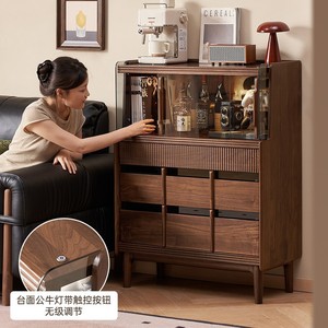 Luca <b>Sideboard</b> Solid Wood Display Cabinet Black Walnut 820x400x1110mm Living Room <b>Storage</b> Furniture - Product Image 1