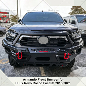 Nuevo Parachoques Delantero Reforzado de Acero <span class=keywords><strong>Armando</strong></span> para Hilux Revo Rocco 2016-2025 con Luces LED, Soporte para Cabrestante, Accesorios Todoterreno, Negro - Product Image 2