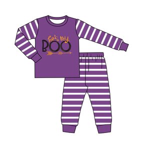 Diseño personalizado niños bebé niño Halloween Boo manga larga pijama conjunto ropa al por mayor - Product Image 1