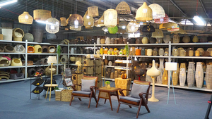 XH Nhà Máy Bán Buôn Chất Lượng Cao Trang Trí Nội Thất Mây Tự Nhiên Dome Wicker Pendant Light Treo Chụp Đèn Tay Dệt Đèn Bóng Râm - Product Image 5