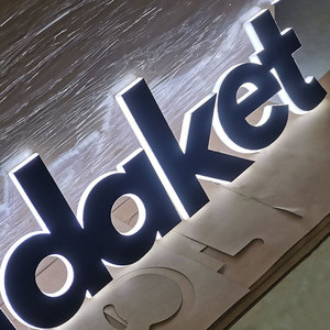 Insegna aziendale personalizzata retroilluminata <span class=keywords><strong>per</strong></span> esterni, logo grande <span class=keywords><strong>per</strong></span> edifici, insegna 3D illuminata a LED, lettere in metallo retroilluminate a LED - Product Image 5