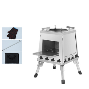 <span class=keywords><strong>Estufa</strong></span> de Camping plegable negra de acero inoxidable para quemar madera al aire libre con bolsa de transporte Cocina de mochilero portátil - Product Image 3