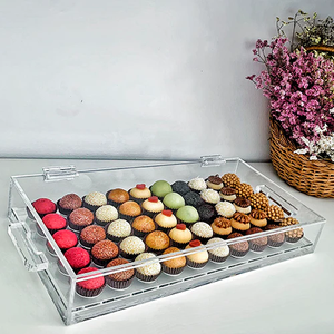 Hộp trưng bày bánh ngọt bằng <span class=keywords><strong>acrylic</strong></span> trong suốt đặt làm riêng có nắp, kiểu thang bậc bằng nhựa lucite, dùng để đựng 100 Brigadeiros - Product Image 6