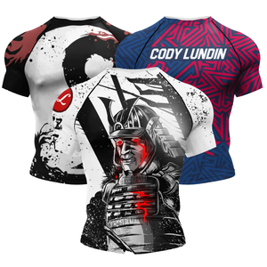 T-shirt de compression en maille pour homme, manches courtes, imprimé, respirant, Jiu Jitsu BJJ, protection solaire, cyclisme, surf, boxe - Product Image 1