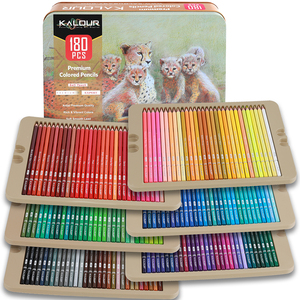 KALOUR Juego de <span class=keywords><strong>180</strong></span> Lápices de Colores Profesionales en Caja de Metal para Dibujar y Bosquejar con <span class=keywords><strong>180</strong></span> Colores Vivos como Materiales de Arte - Product Image 3