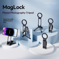 Support de téléphone magnétique universel en plastique, portable, rotatif, à suspendre au cou, forte stabilité pour utilisation sur bureau et en direct