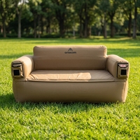 Canapé gonflable d'extérieur 2 places avec poches de rangement latérales, canapé pneumatique portable et imperméable pour la plage, le camping et le jardin