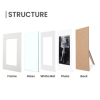 Marco de fotos de madera blanca de 5x7 pulgadas con sublimación de diseño simple de estilo europeo con alfombrilla para exhibición de mesa y montaje en pared