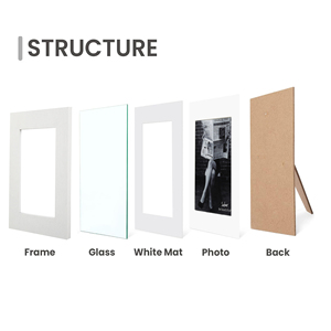 European Style Simple Design Sublimation 5x7in White Wood Picture Frame With Mat For Table Top Display And Wall Mounting
