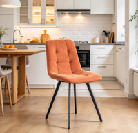 Chaise d'appoint en tissu, design mince, pieds en métal noir, siège ergonomique confortable, pour cuisine et appartement