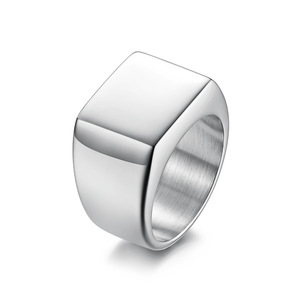 Anillo de sello de eternidad para hombre de acero inoxidable grabado, moderno, en blanco, al por mayor - Product Image 2